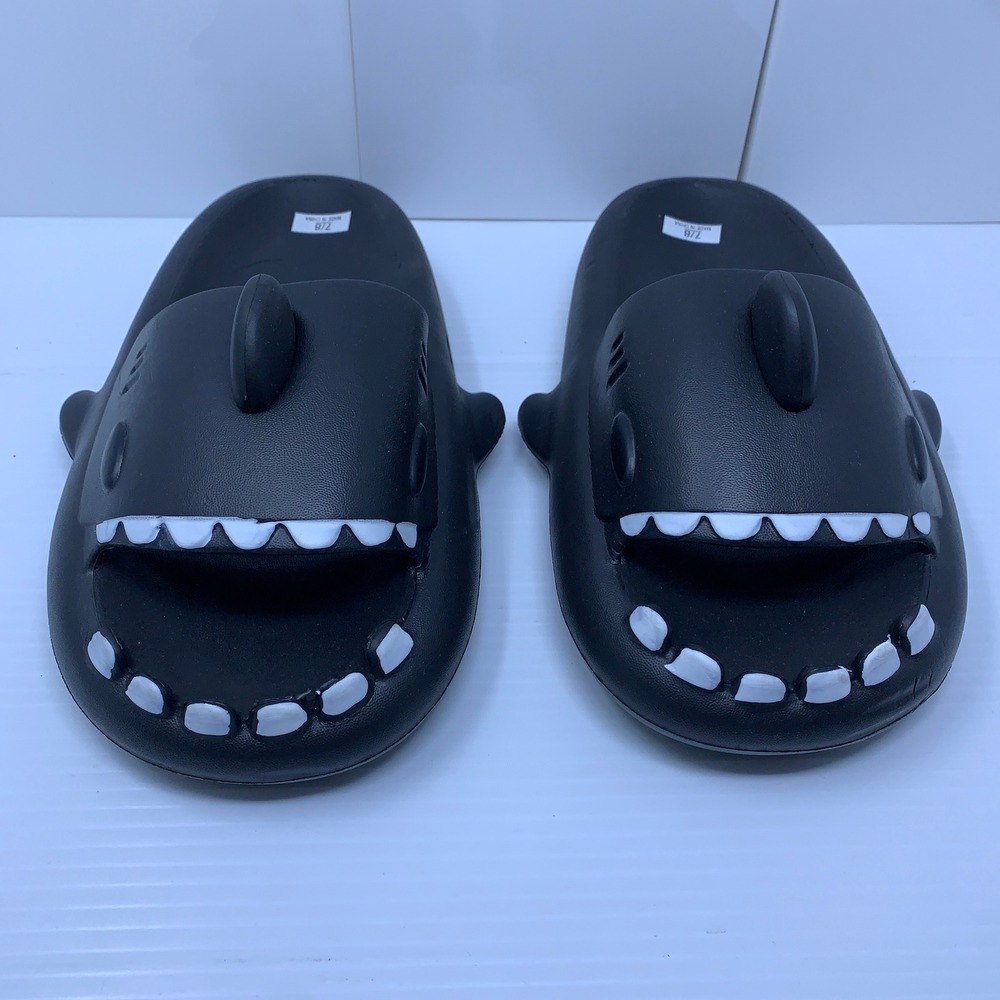Unbranded Unisex 7/8 Black Shark Fin Teeth Novelty EVA Foam Slide Sandals New